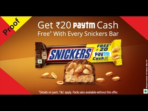 How to use paytm snickers cashback- proof of snickers paytm redeem