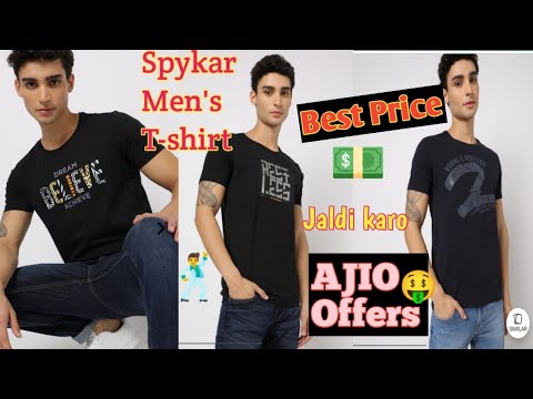 Spykar Men&#039;s T-shirt👕Review|Ajio Coupon codes Offers🤑|Best Price💵|Slim Fit Crew Neck T-Shirt Quality