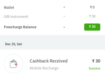 Freecharge Rs 30 Cashback