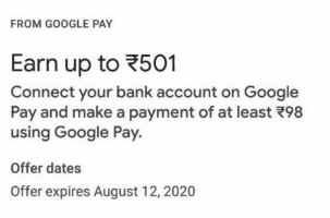 Google Pay Cashback Offer