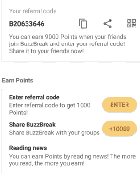 BuzzBreak Referral Codes