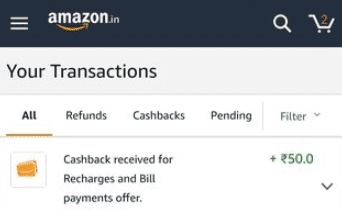 Amazon Rs 50 Payment