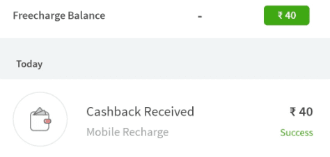 Freecharge Rs 40 Cashback