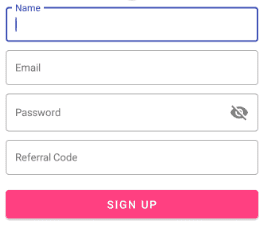 Signup Screen Zingoy