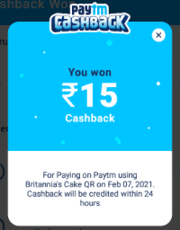 Paytm Britannia Rs 15 Cashback