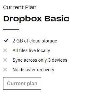 dropbox storage plans