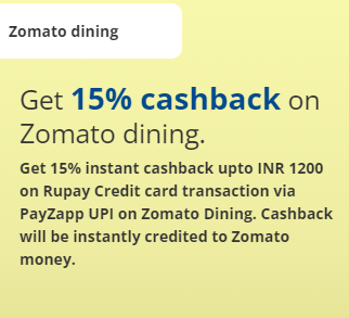 Payzapp Zomato Cashback Offer