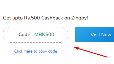 Zingoy Cashback Offer