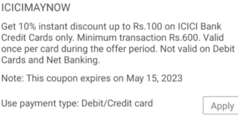 ICICI Discount Bigbasket Offer