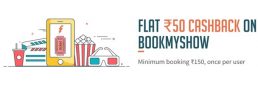 Freecharge – Get Rs.50 Cashback On Bookmyshow