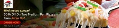 Swiggy – Get 50% off on 2 medium Pan Pizzas From Pizza Hut